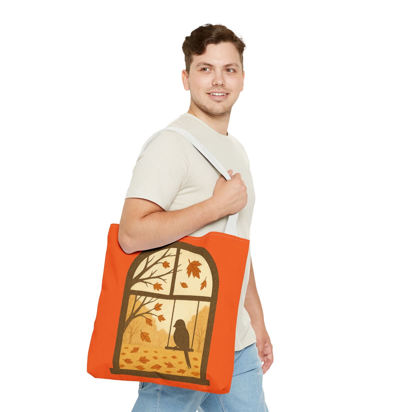 Bird In The Window Autumn Themed Tote Bag