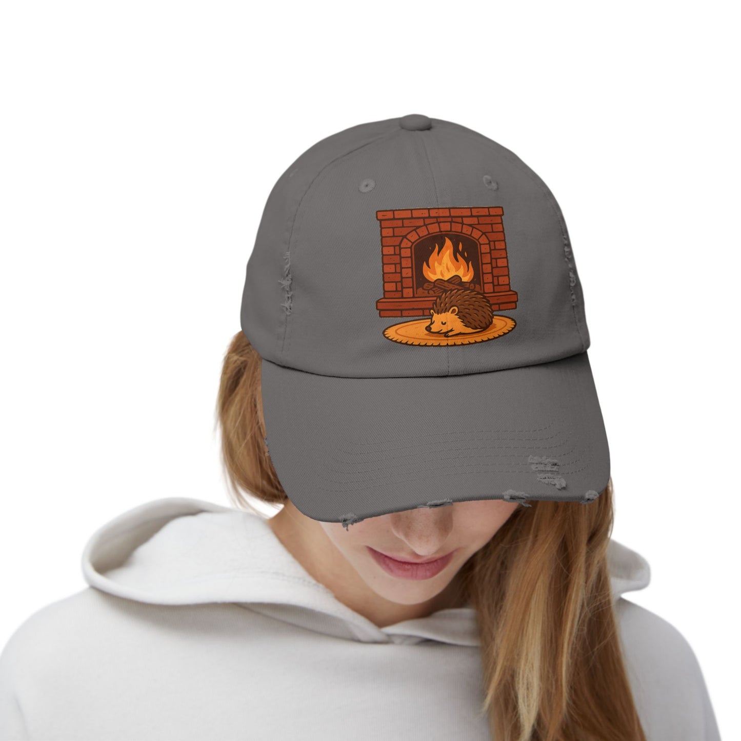 Cozy Spines Hedgehog Distressed Cap - Unisex, Casual Hat