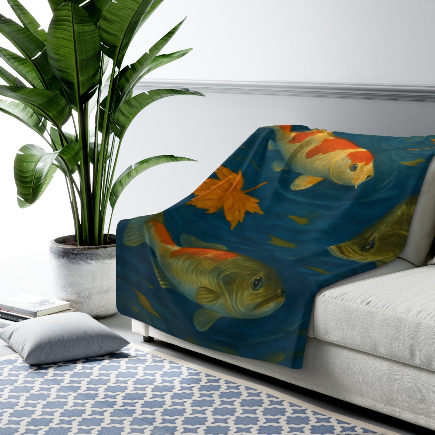 Fall Fish Sherpa Fleece Blanket