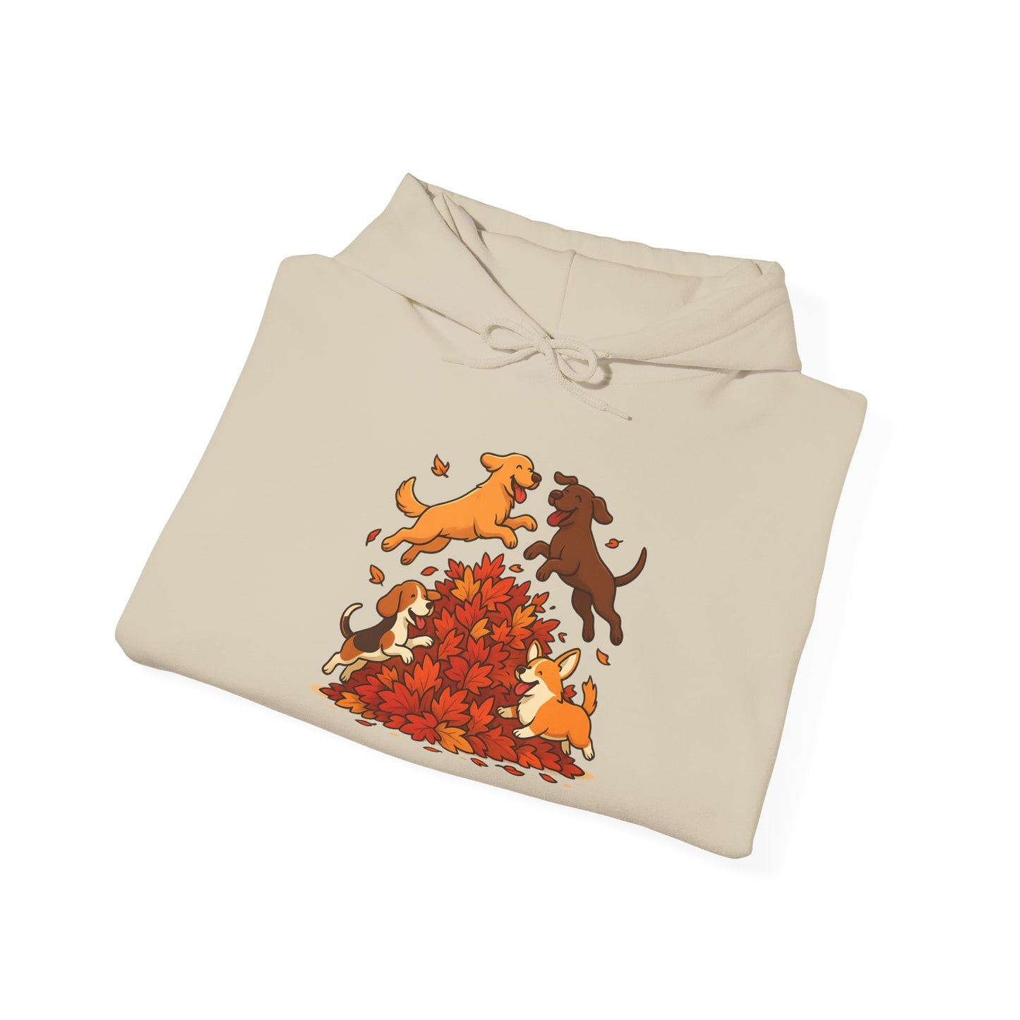 Leaf Pile Fun With Dogs Autumn Themed Hoodie