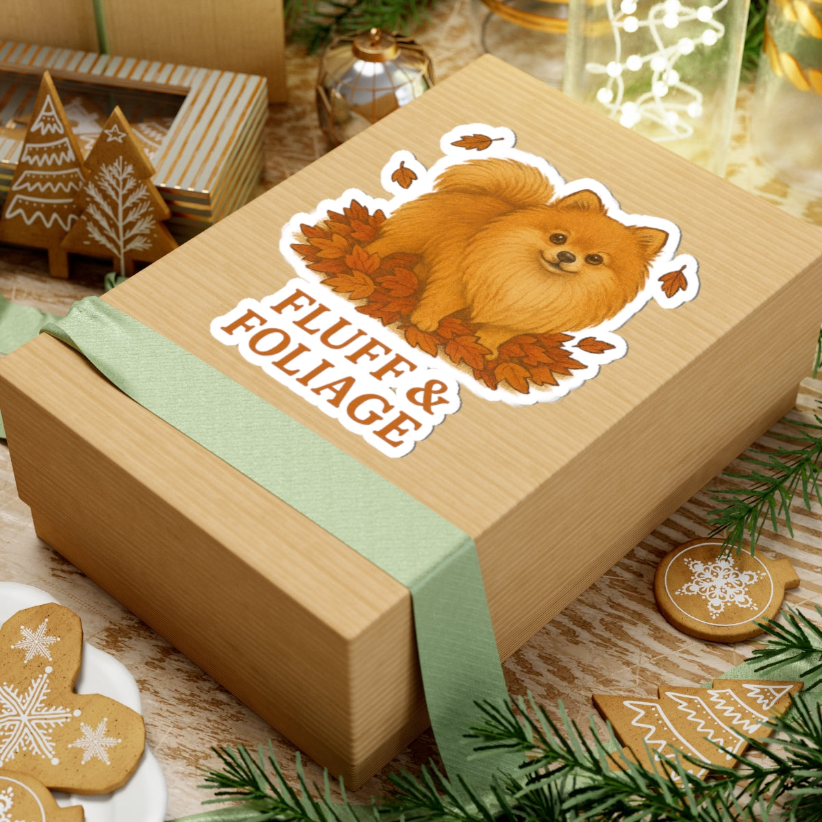 Fluff & Foliage Pomeranian Fall Sticker