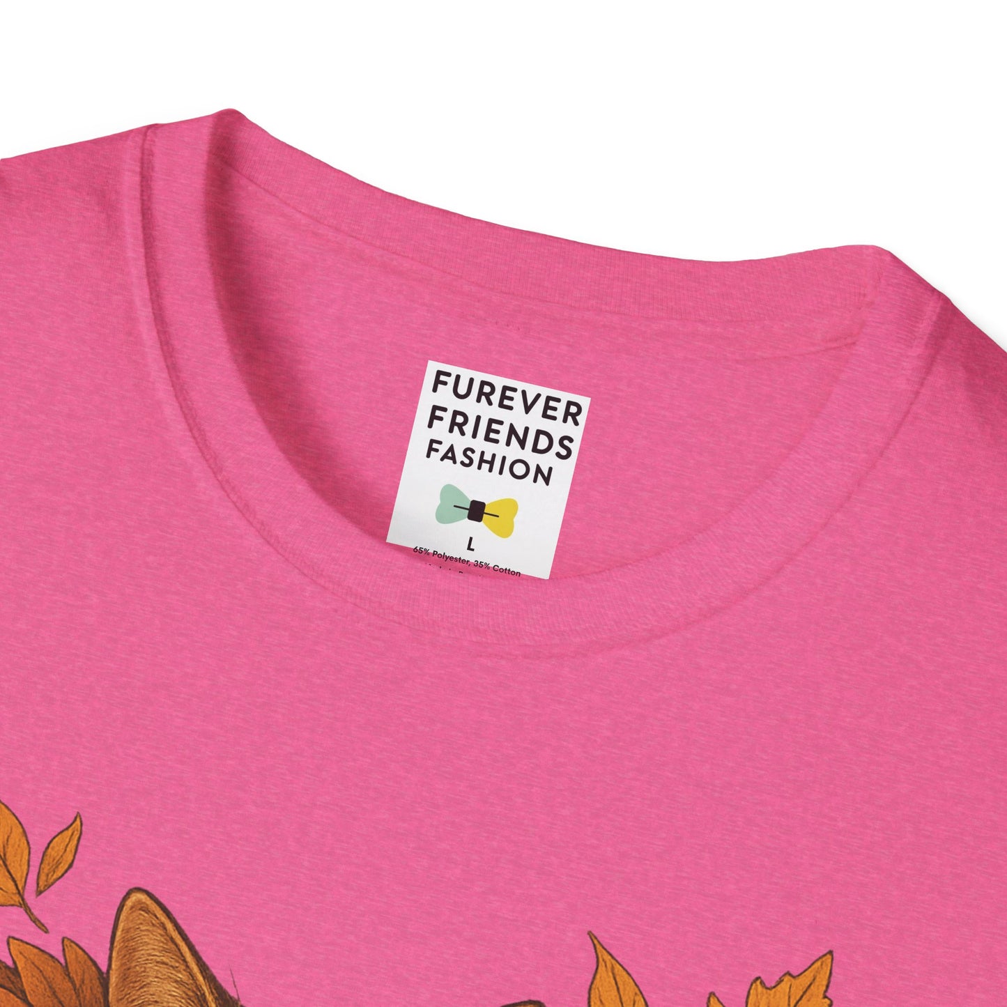 Cat Heart Unisex T-Shirt with Leaves Design