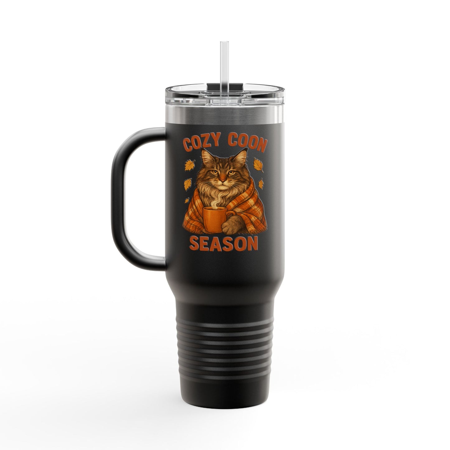 Cozy Coon Season Cat Travel Mug