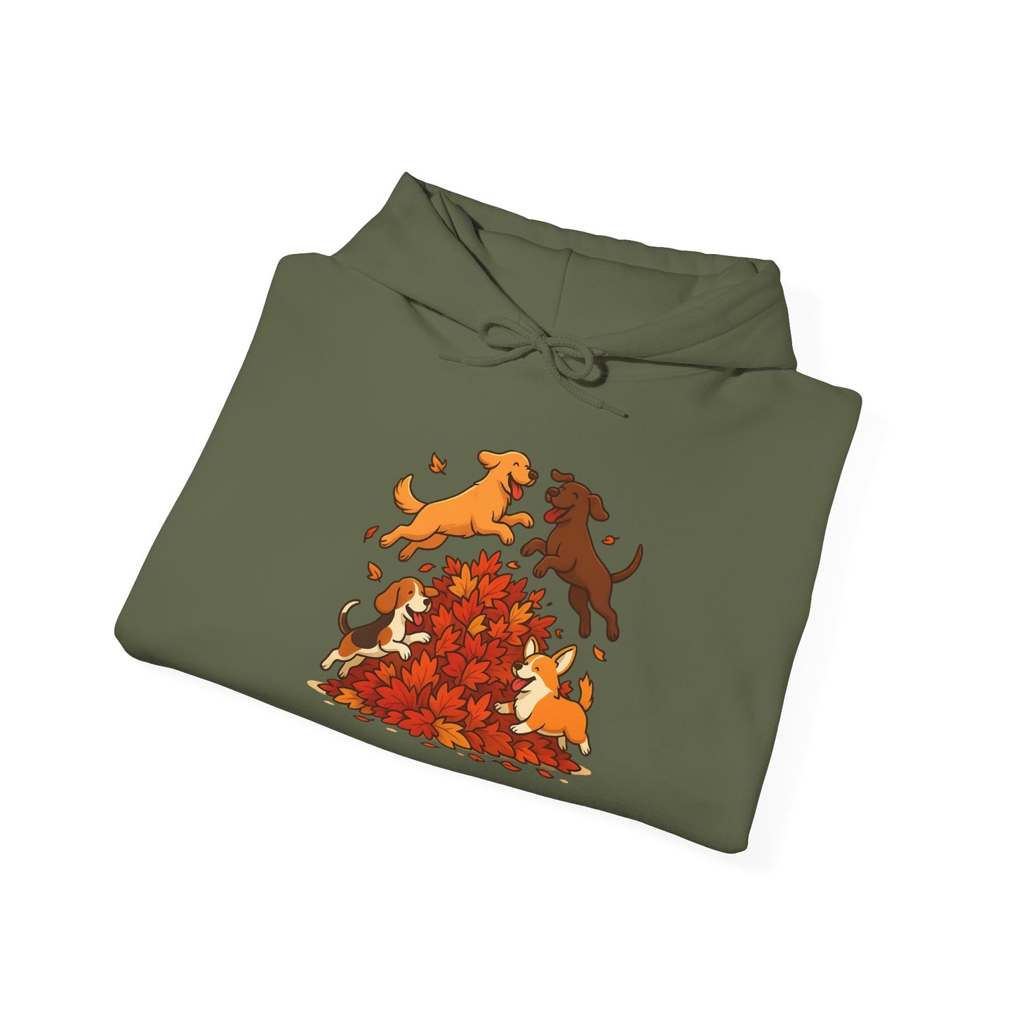 Leaf Pile Fun With Dogs Autumn Themed Hoodie