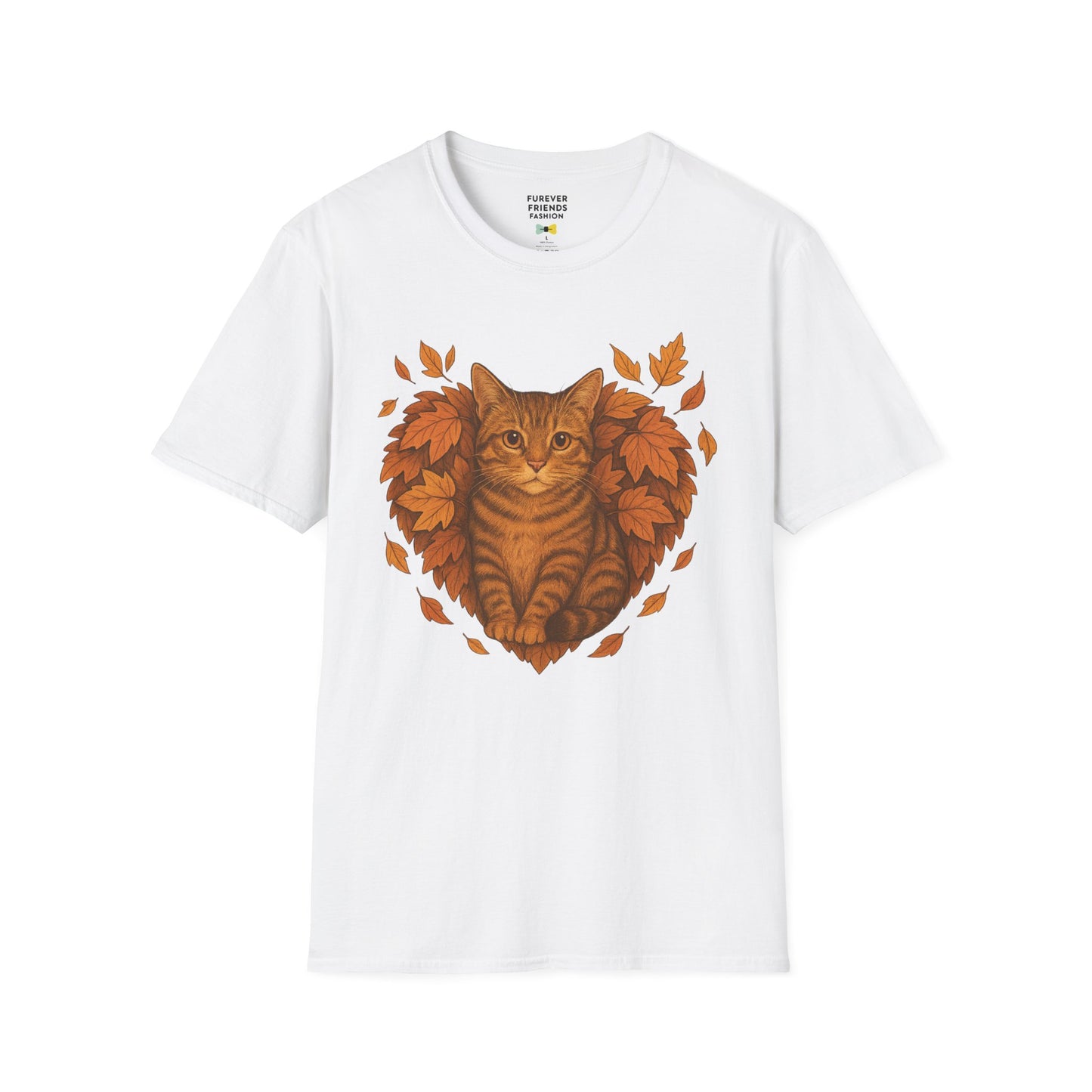 Cat Heart Unisex T-Shirt with Leaves Design
