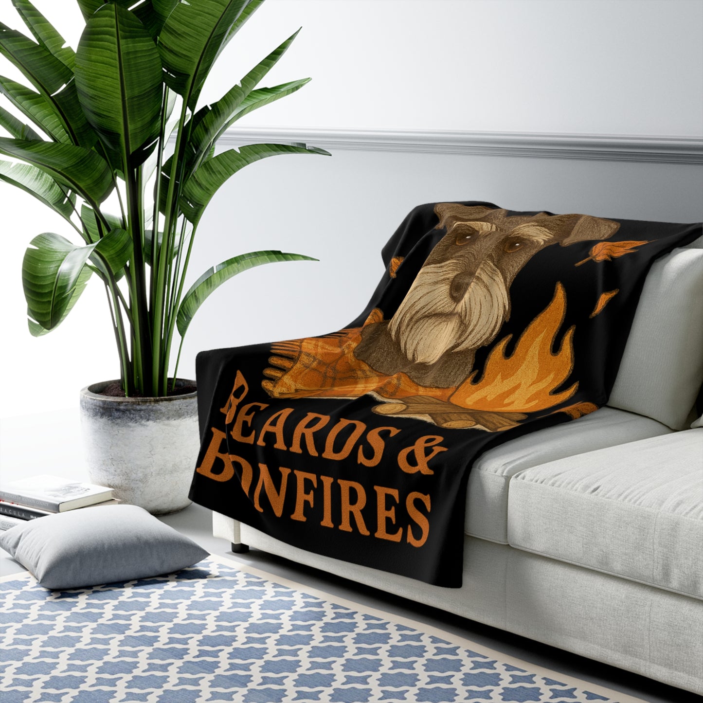 Beards and Bonfires Autumn Sherpa Fleece Blanket
