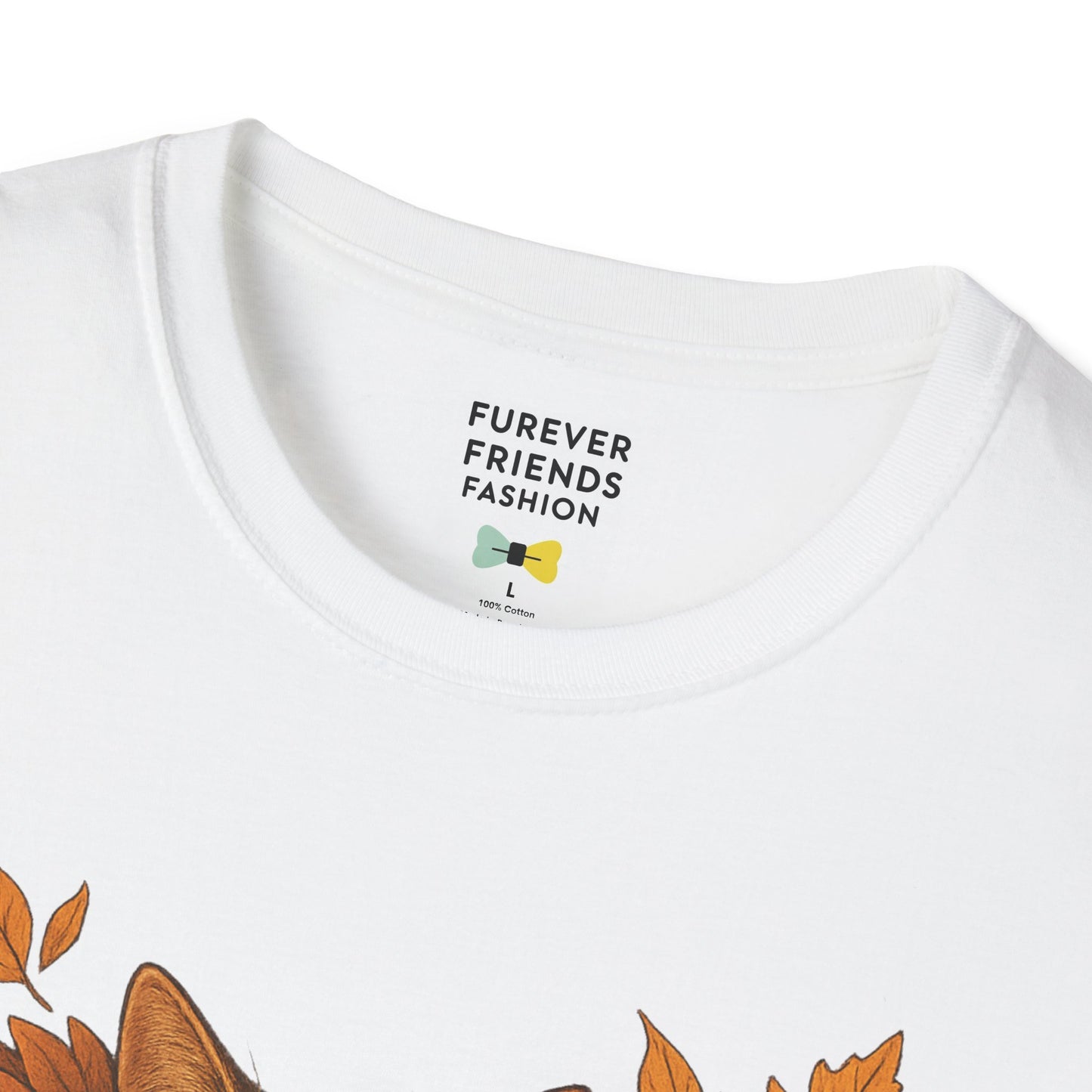 Cat Heart Unisex T-Shirt with Leaves Design