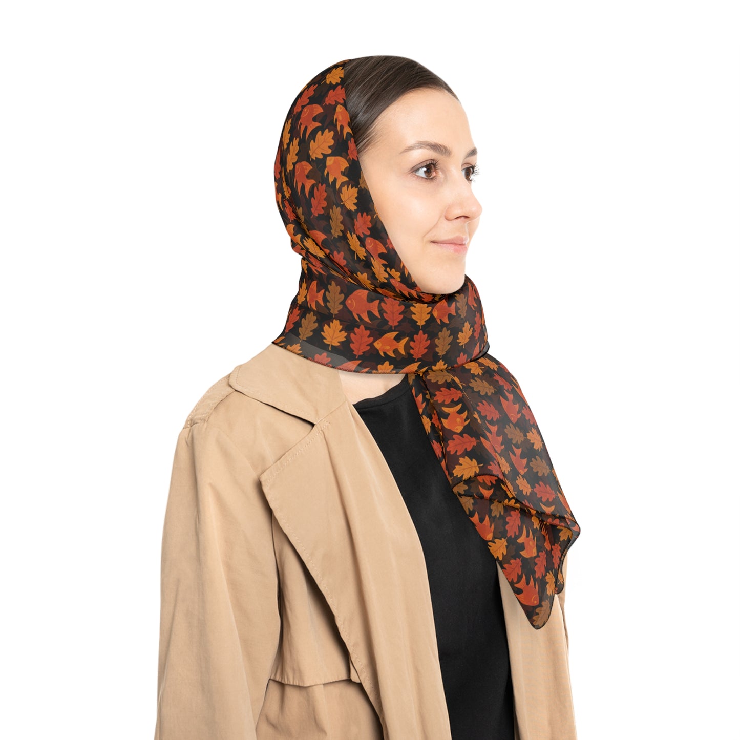 Fall Fish and Leaf Pattern Scarf