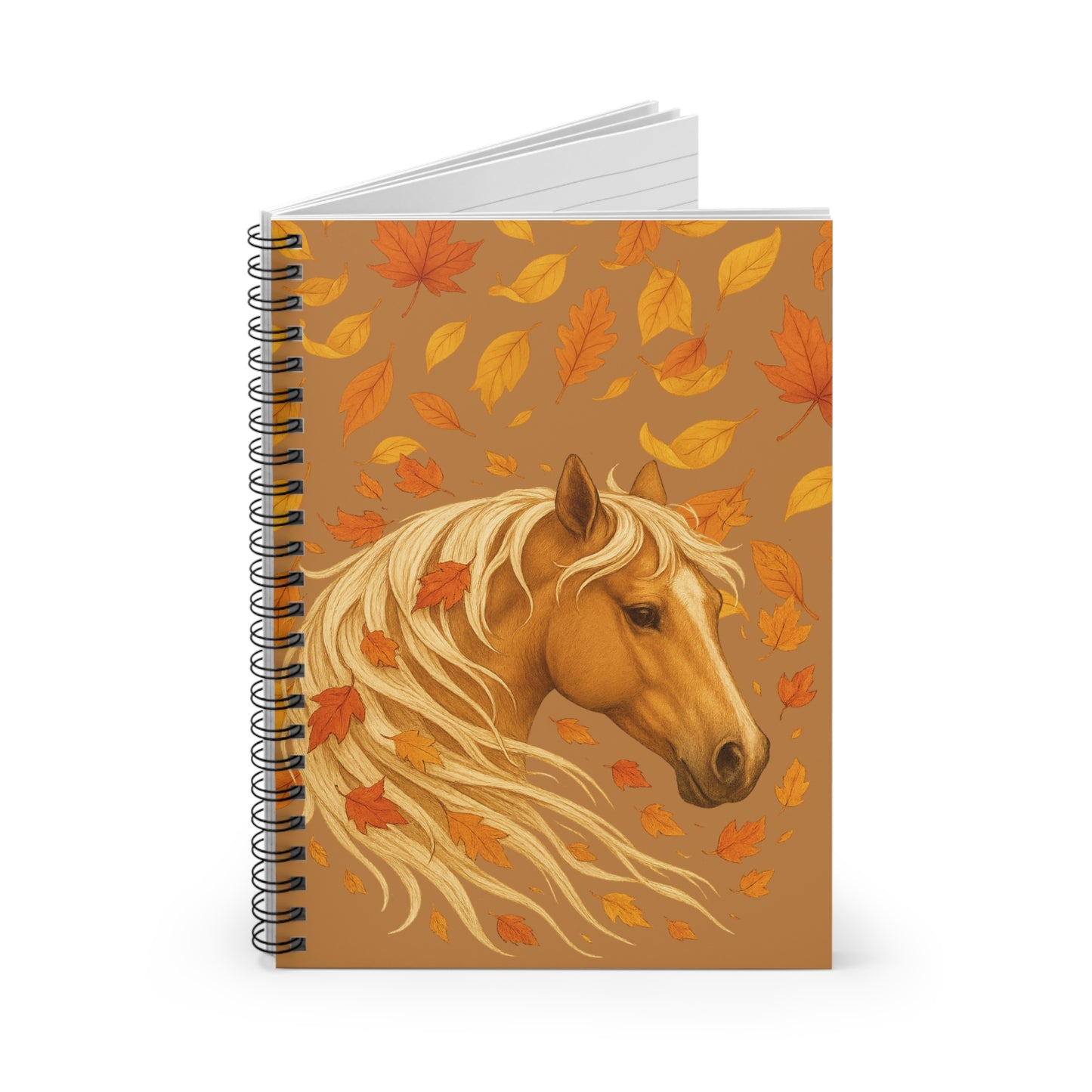 Tan Horse Autumn Themed Spiral Notebook - Ruled Line