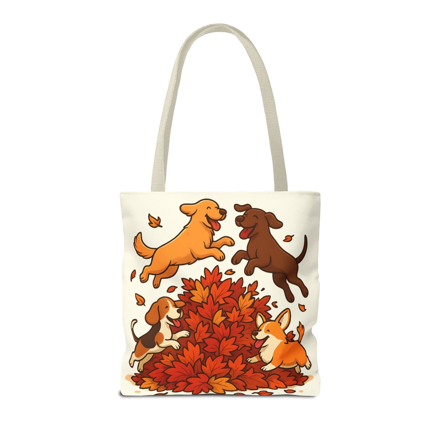 Dogs Playing in Leaves Tote Bag
