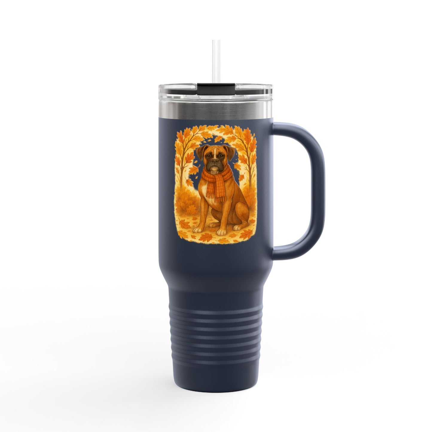 Boxer Autumn Themed Travel Mug
