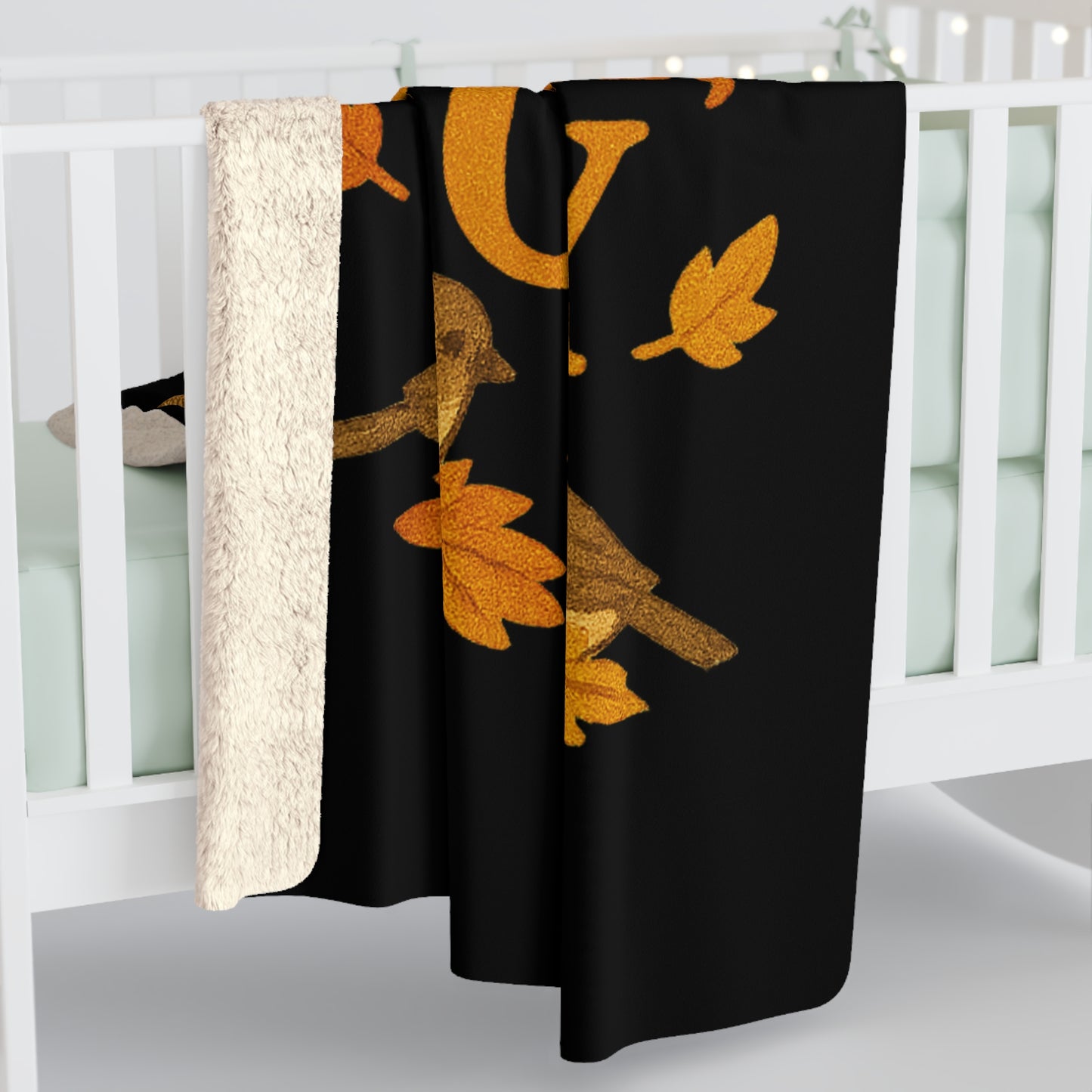 Chirp Crunch Cozy Autumn Themed Sherpa Fleece Blanket