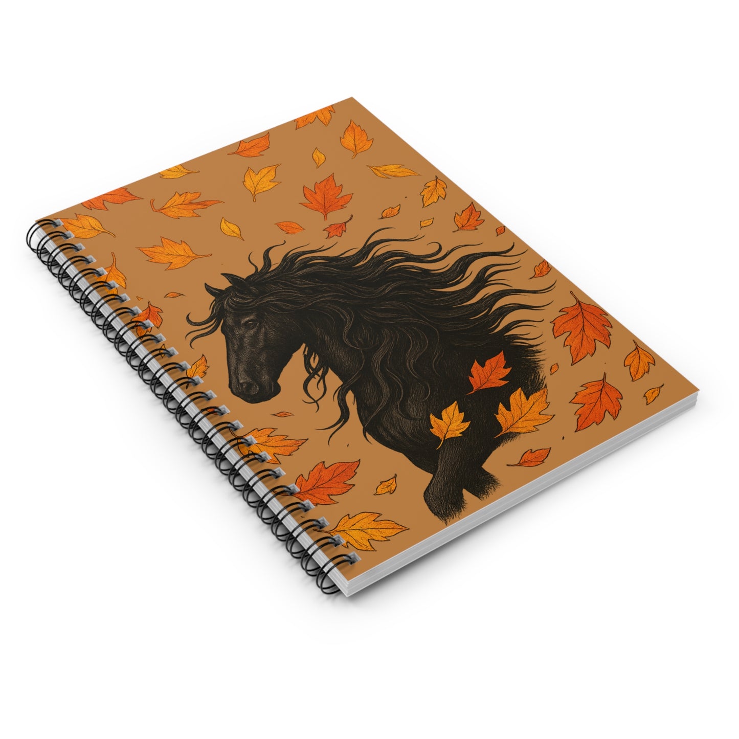 Black Horse Themed Spiral Notebook - Ruled Line
