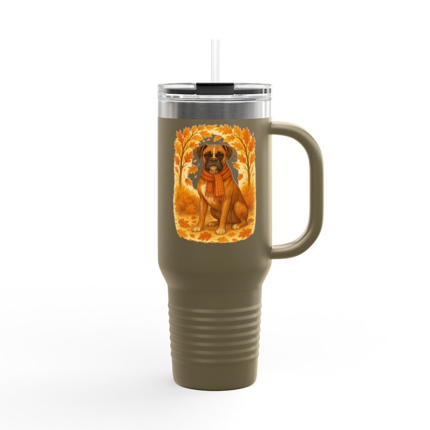 Boxer Autumn Themed Travel Mug