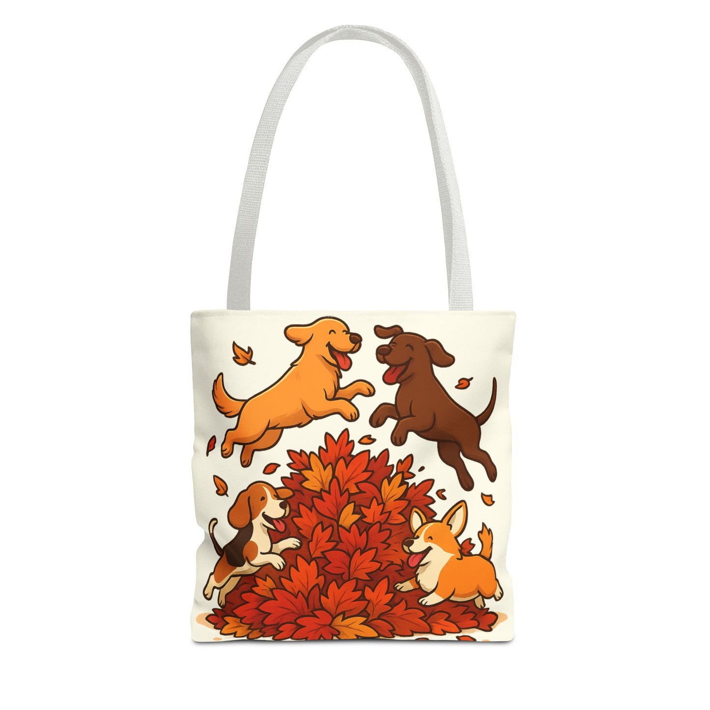 Dogs Playing in Leaves Tote Bag