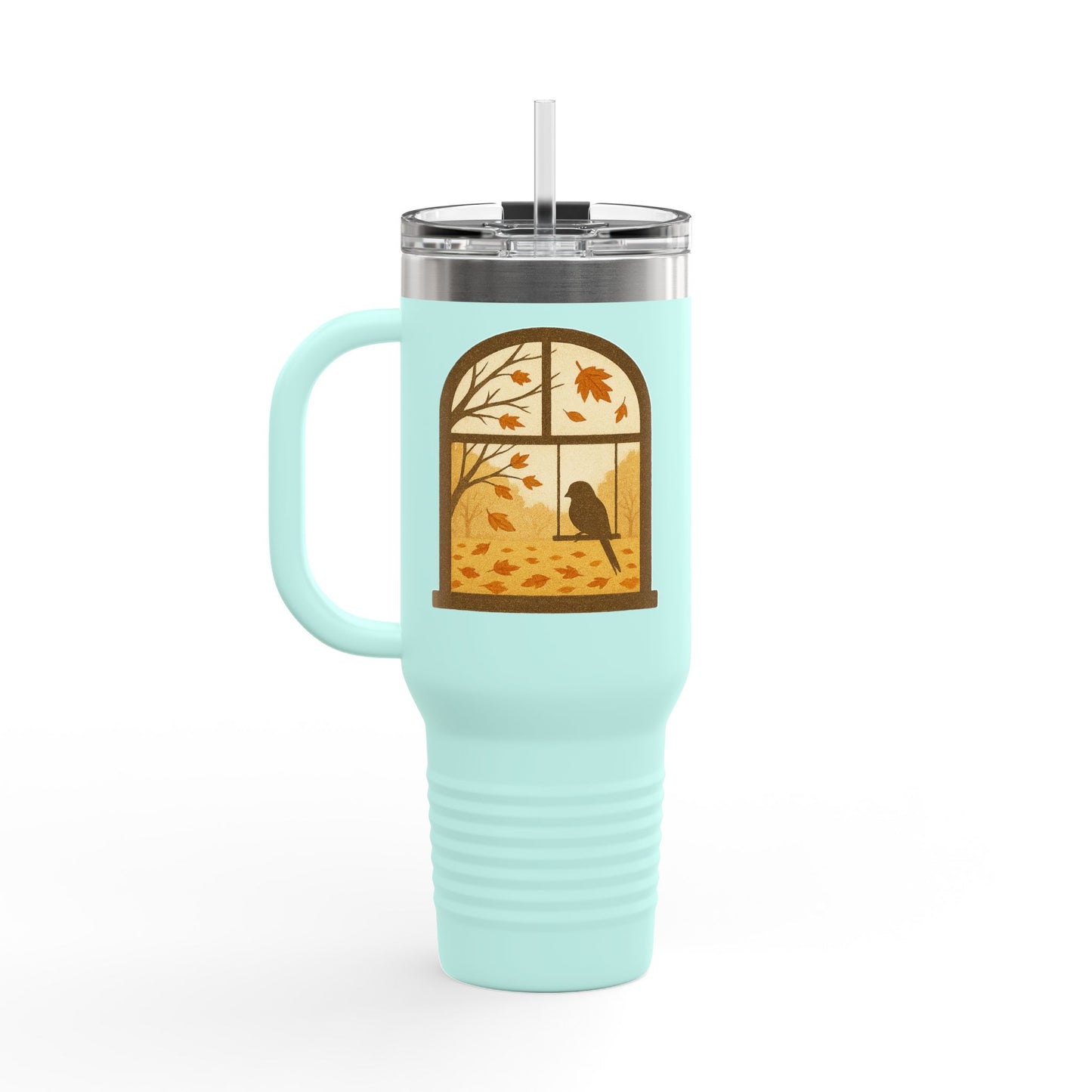 Bird In The Window Autumn Themed Travel Mug