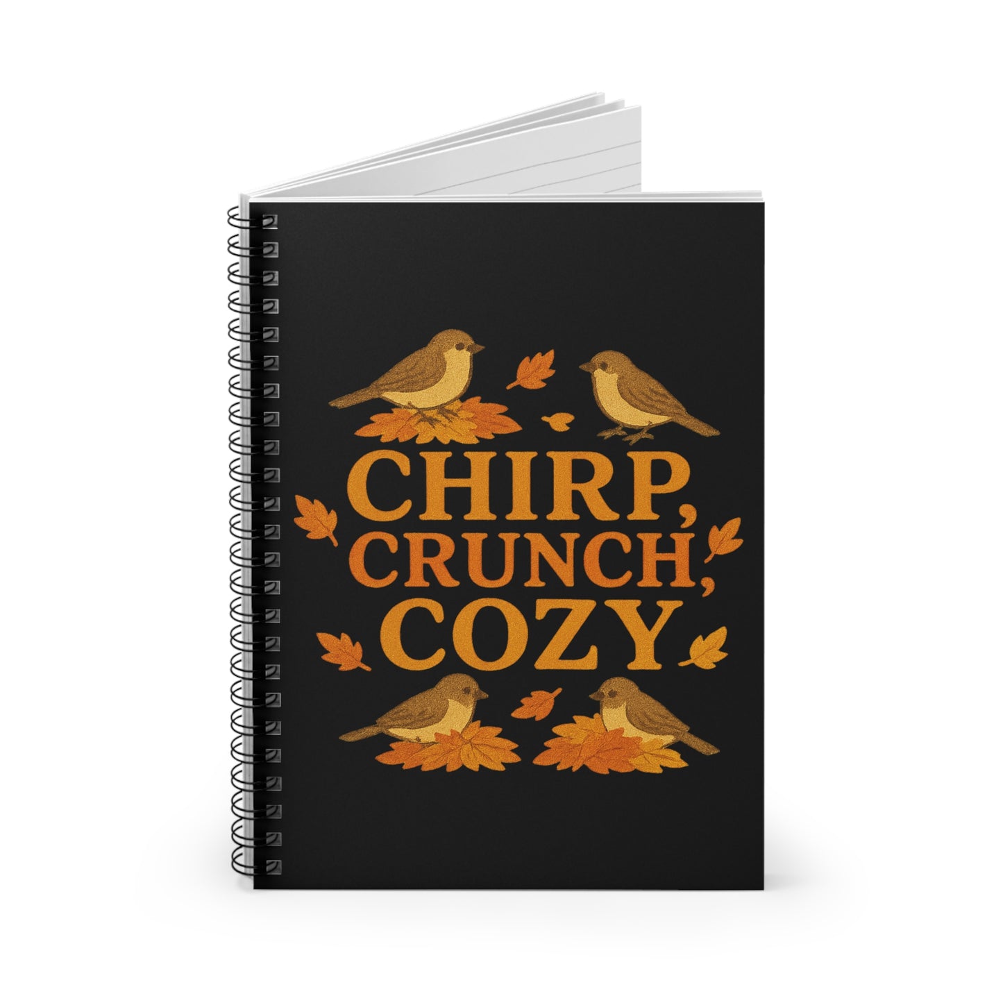 Chirp Crunch Cozy Autumn Themed Spiral Notebook - Ruled Line