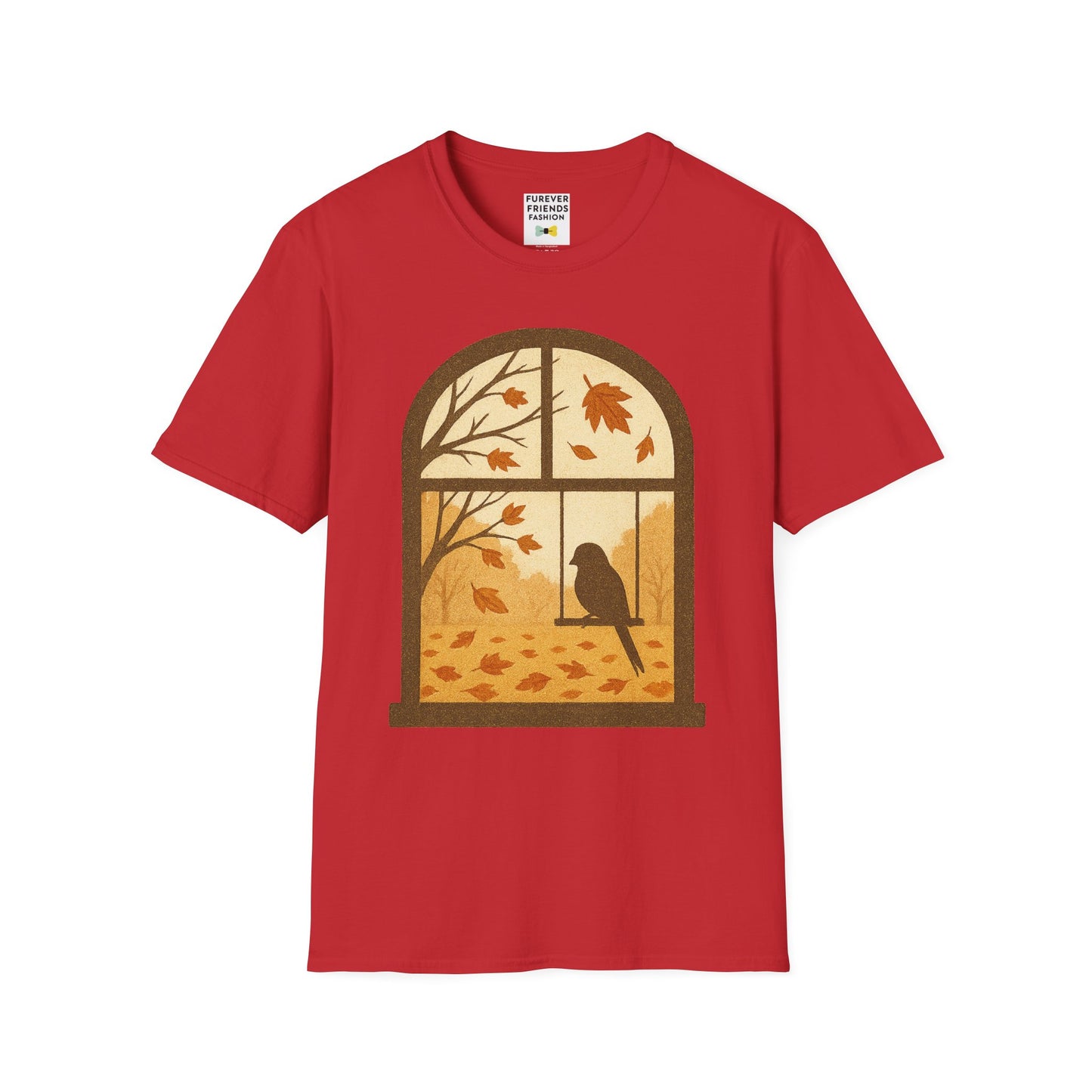 Bird In The Window Autumn Themed Tee