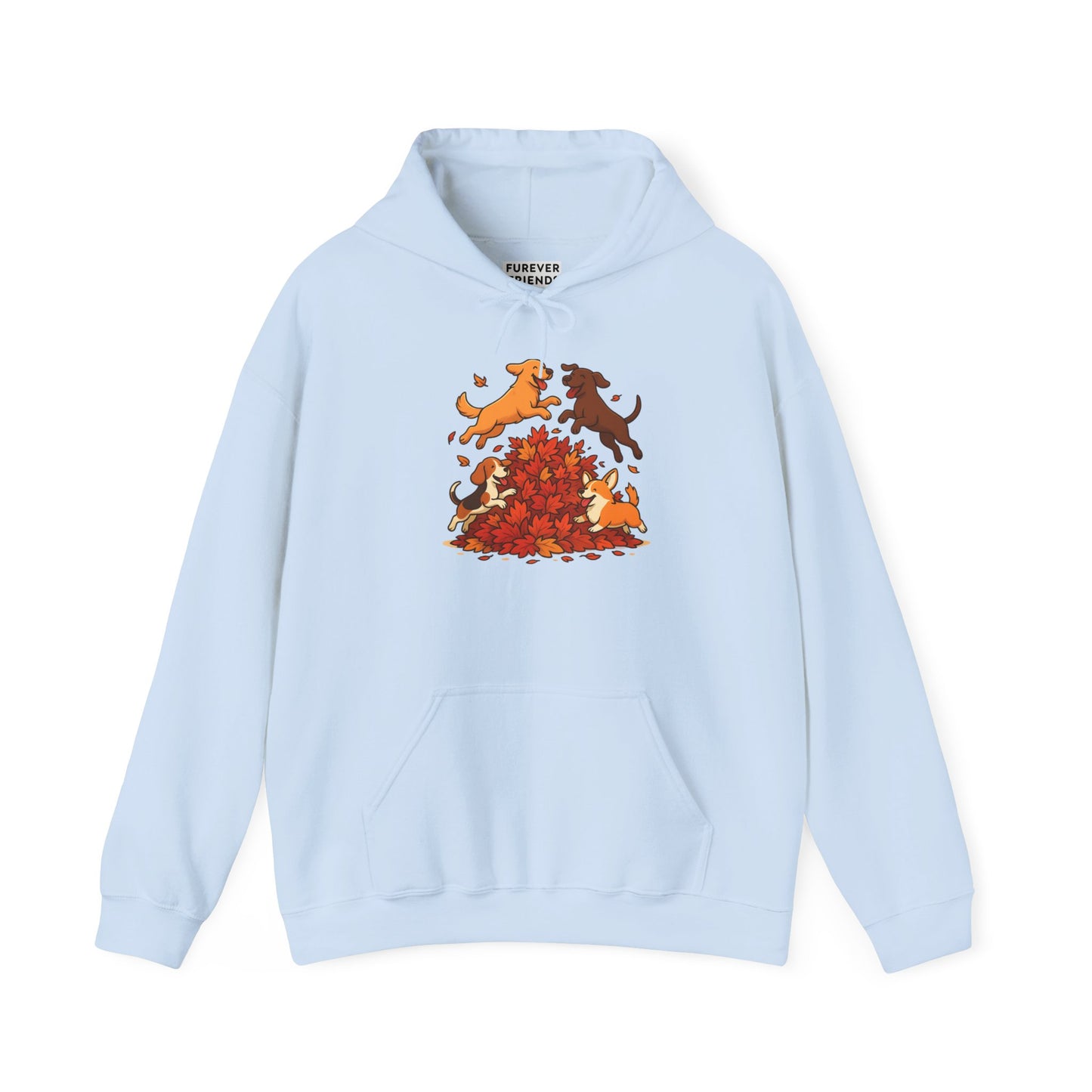 Leaf Pile Fun With Dogs Autumn Themed Hoodie