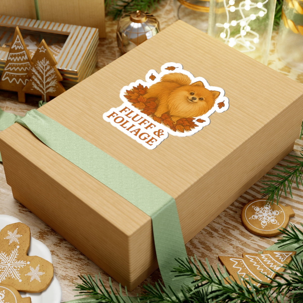Fluff & Foliage Pomeranian Fall Sticker