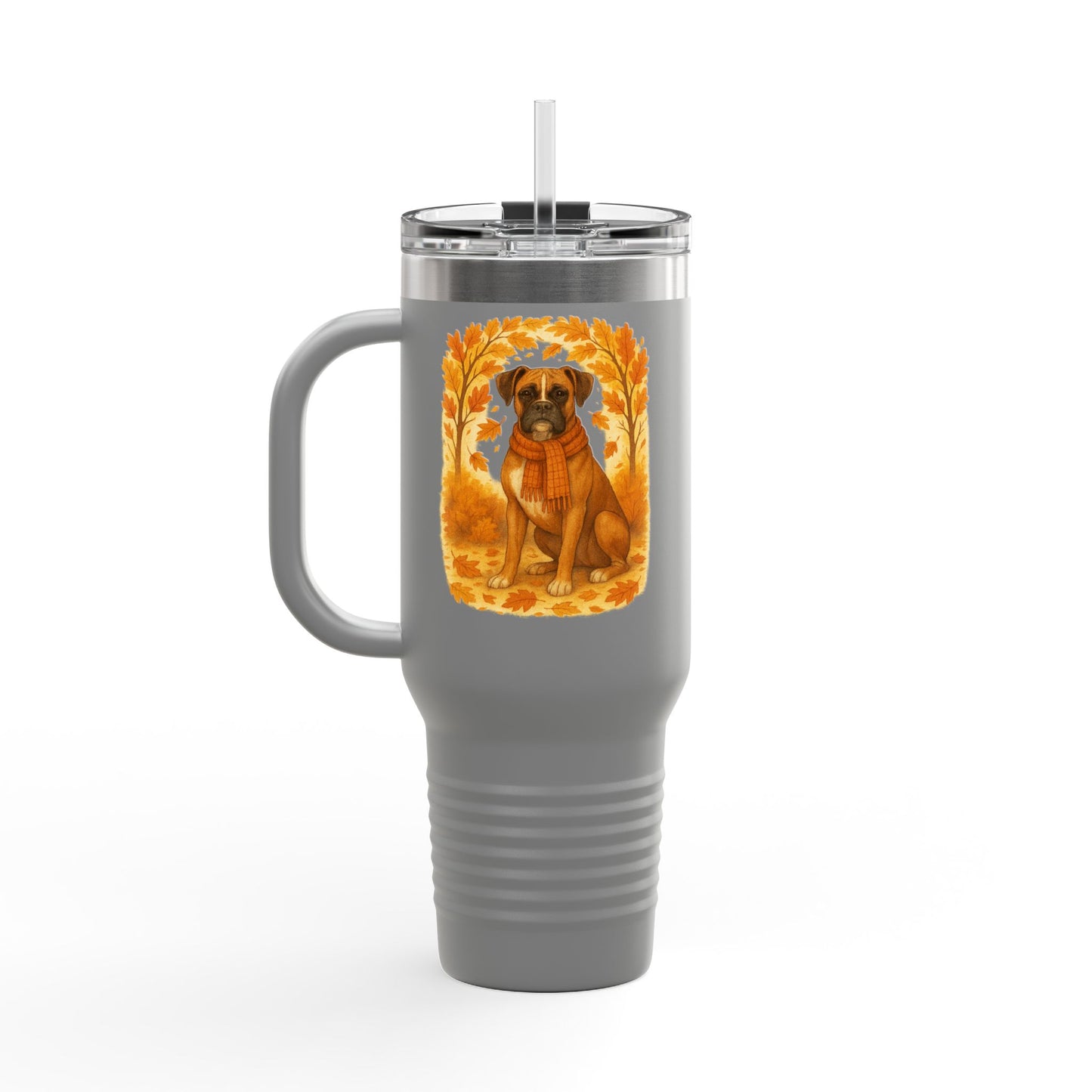 Boxer Autumn Themed Travel Mug