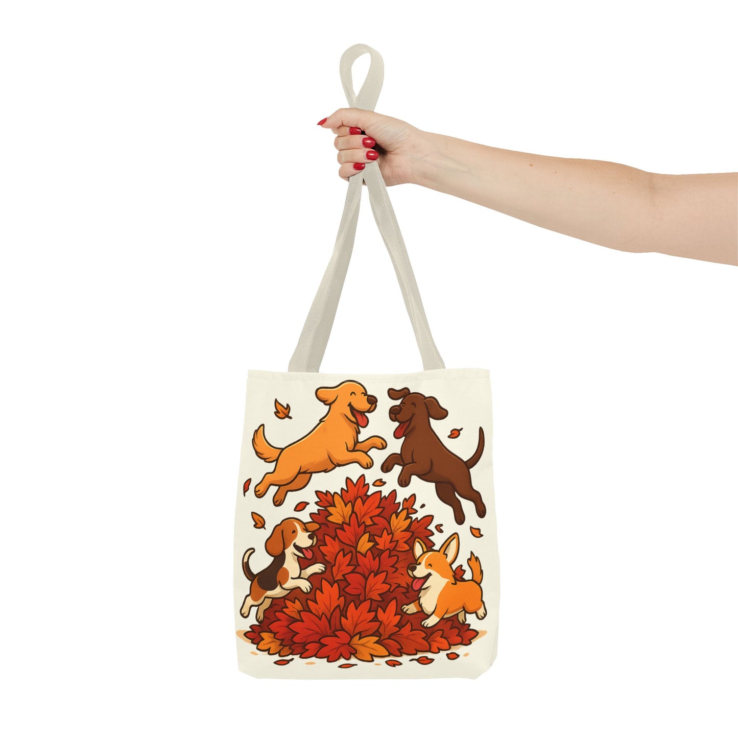 Dogs Playing in Leaves Tote Bag