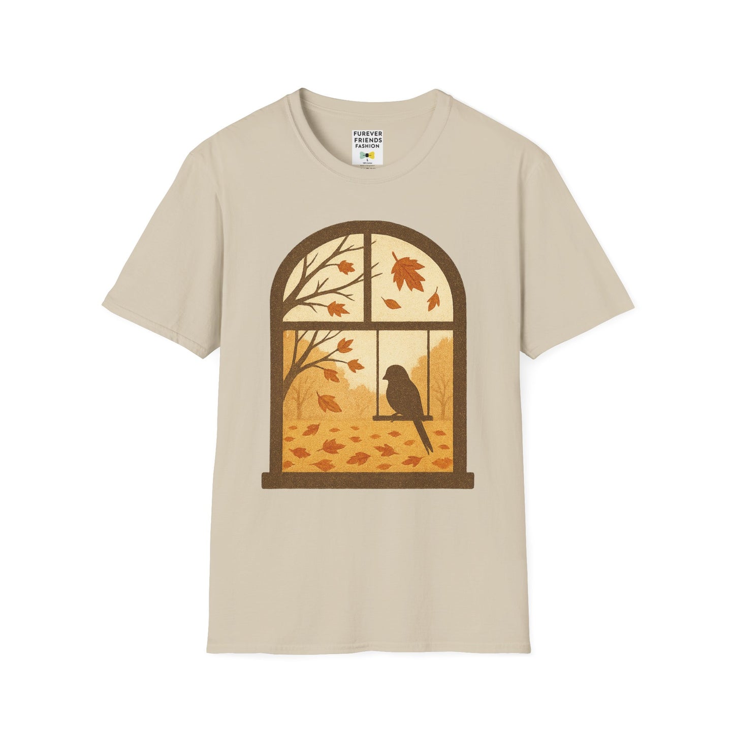 Bird In The Window Autumn Themed Tee