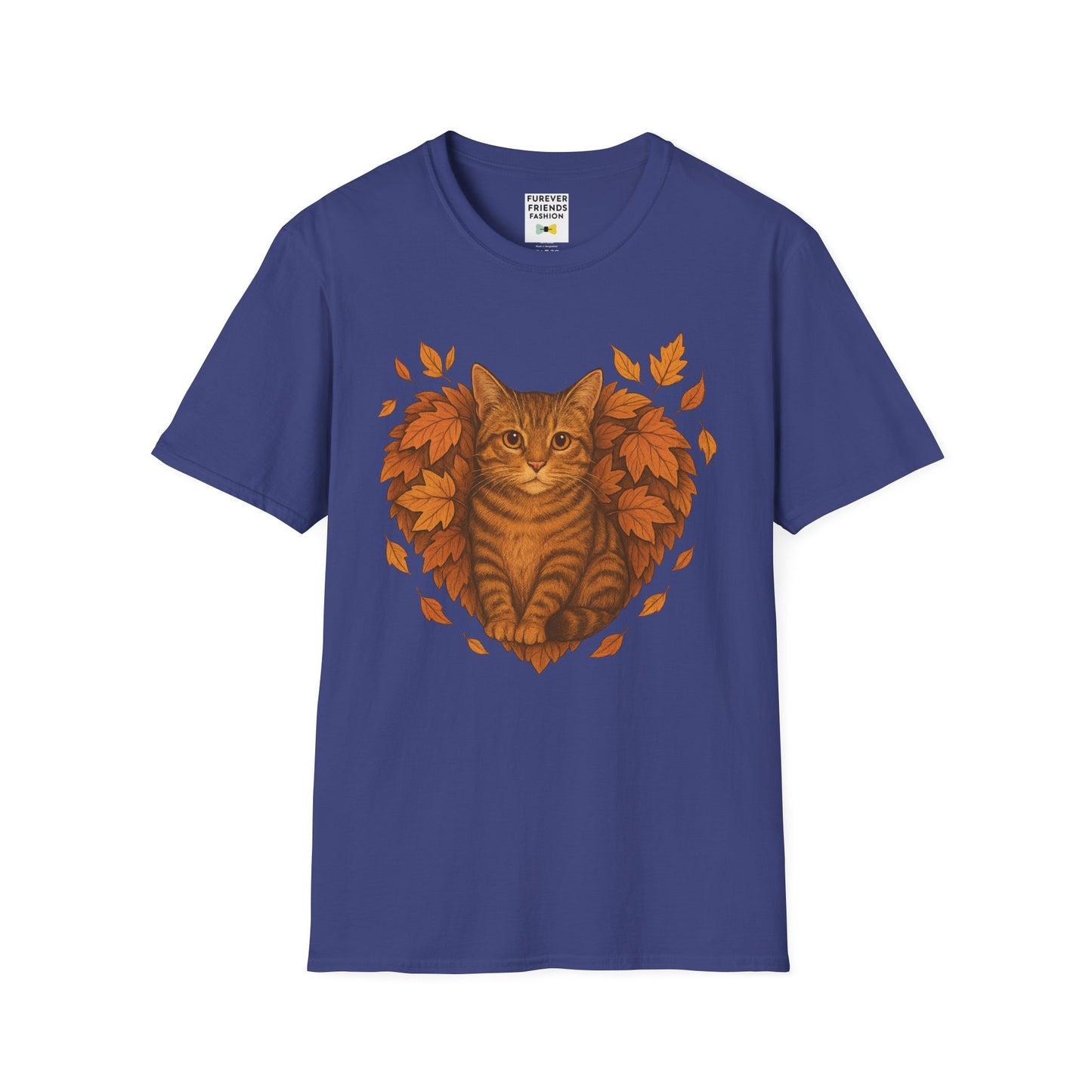 Cat Heart Unisex T-Shirt with Leaves Design