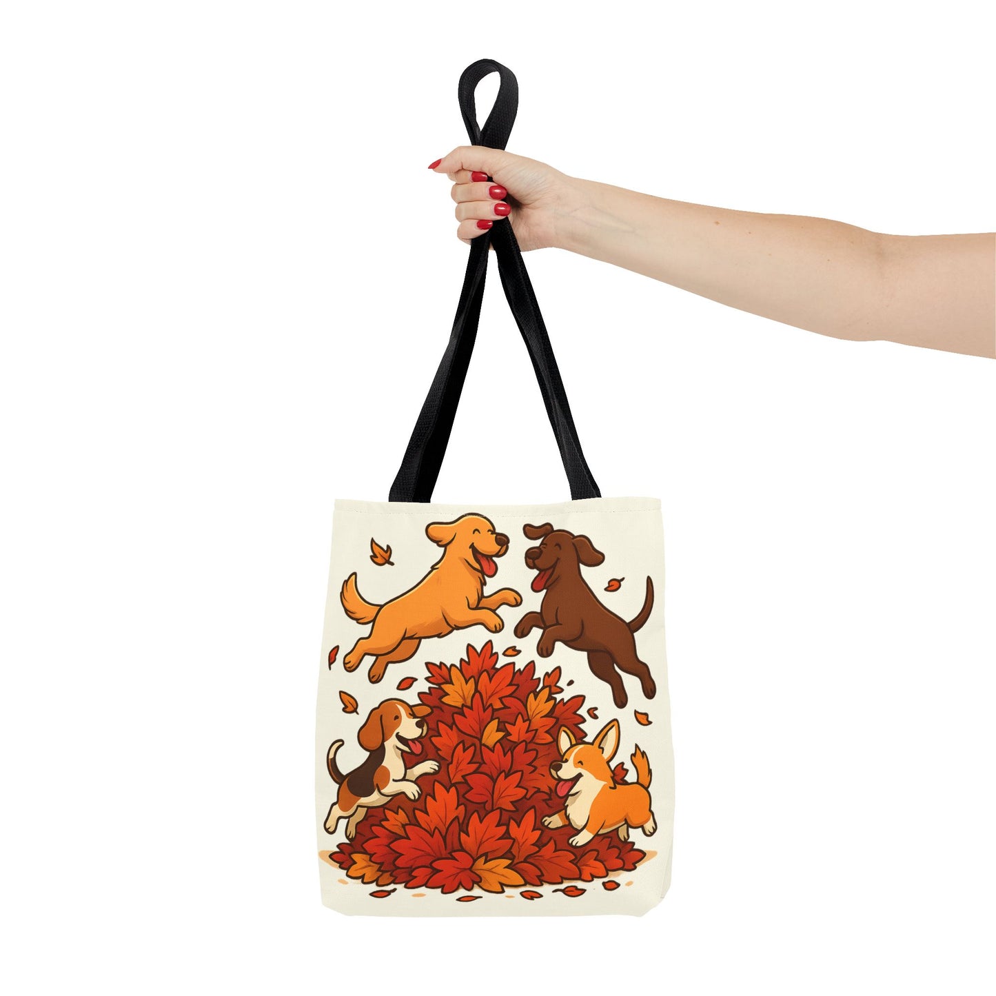 Dogs Playing in Leaves Tote Bag