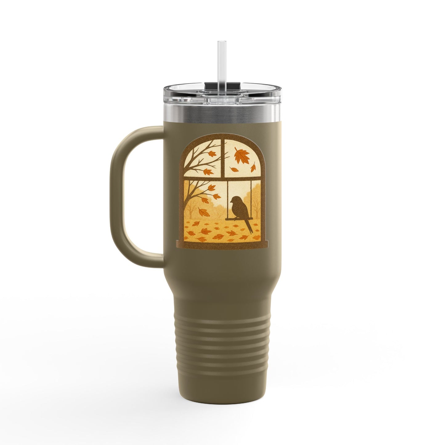 Bird In The Window Autumn Themed Travel Mug