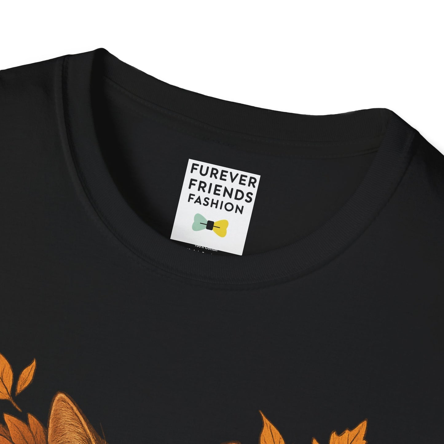 Cat Heart Unisex T-Shirt with Leaves Design