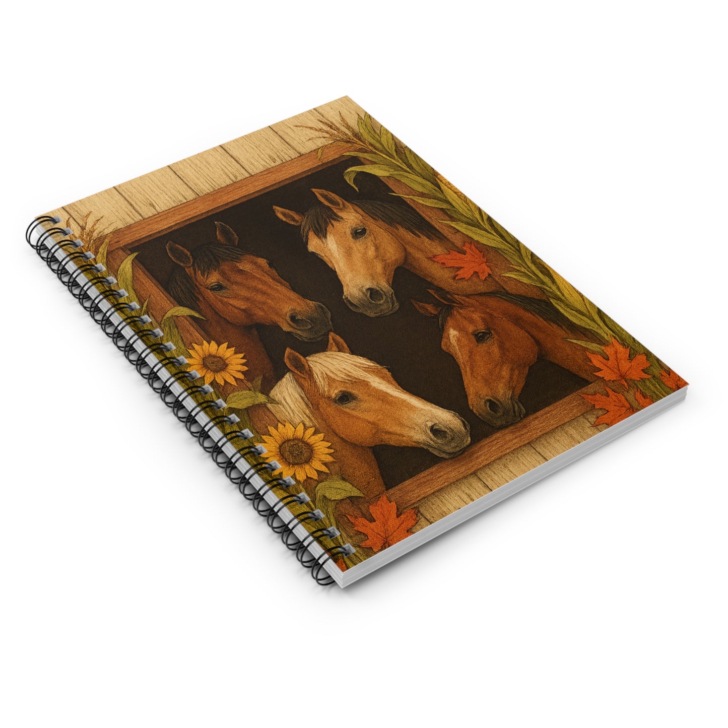 Horses in the Barn Themed Spiral Notebook - Ruled Line