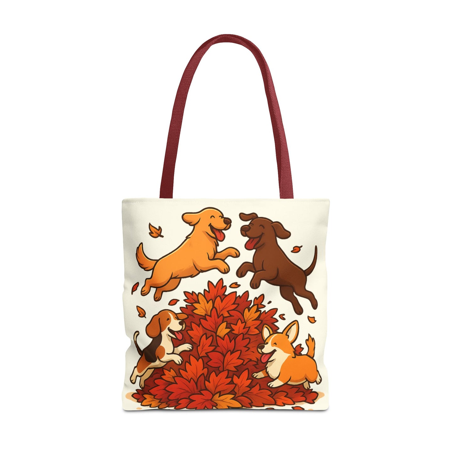 Dogs Playing in Leaves Tote Bag