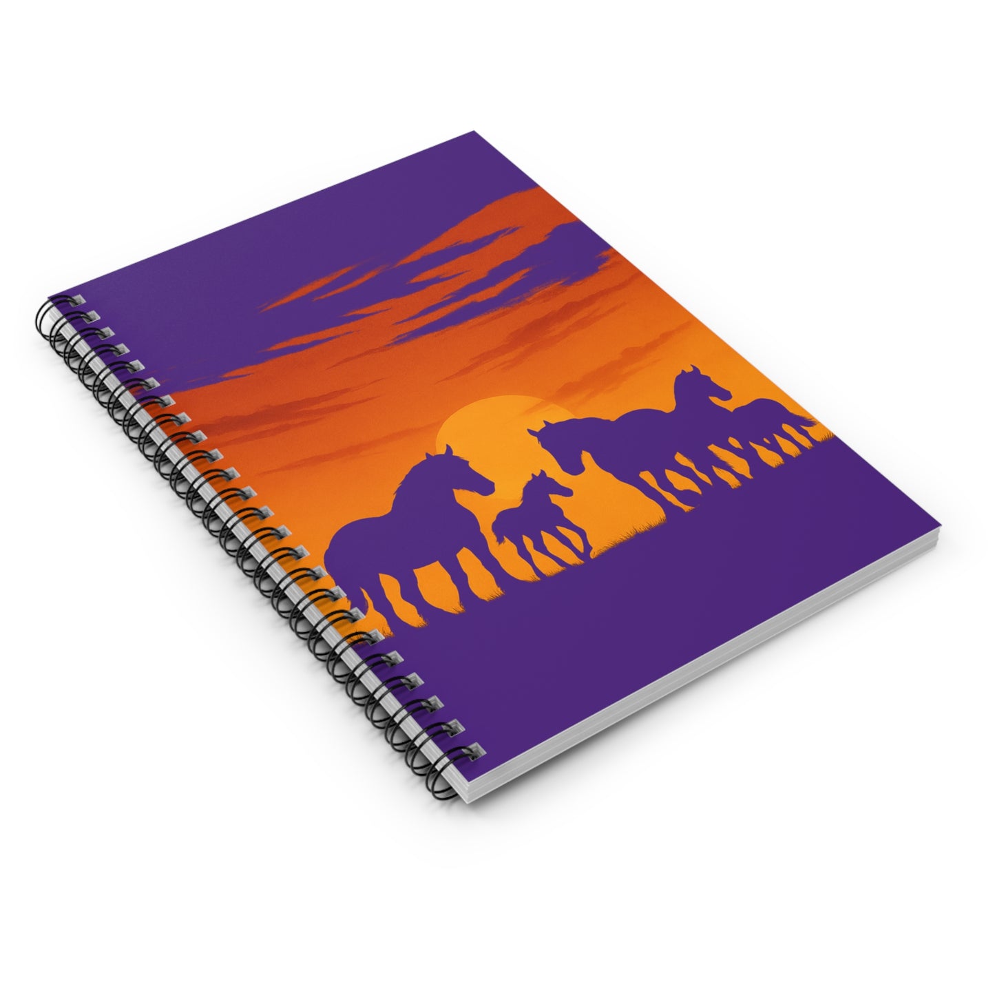 Horses on The Horizon Themed Spiral Notebook - Ruled Line
