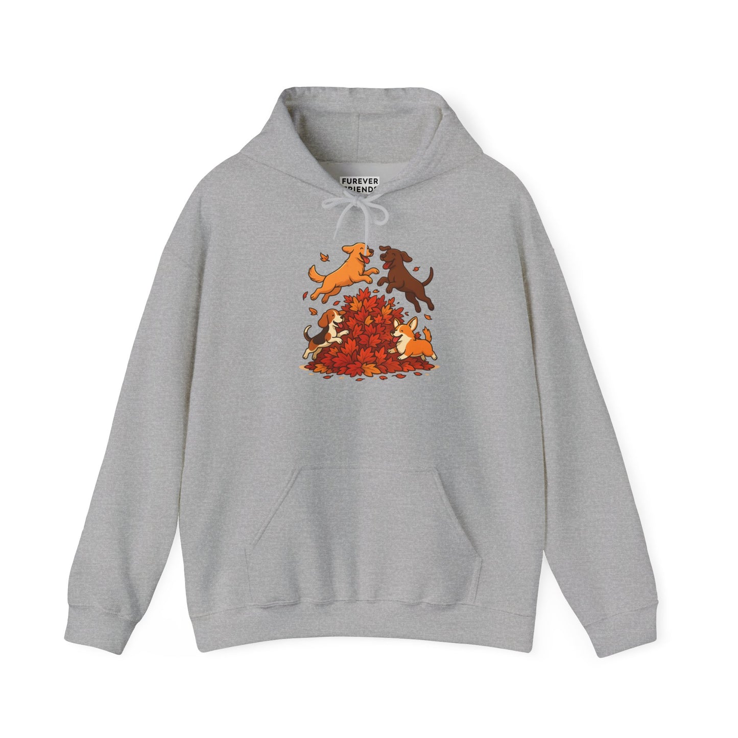 Leaf Pile Fun With Dogs Autumn Themed Hoodie