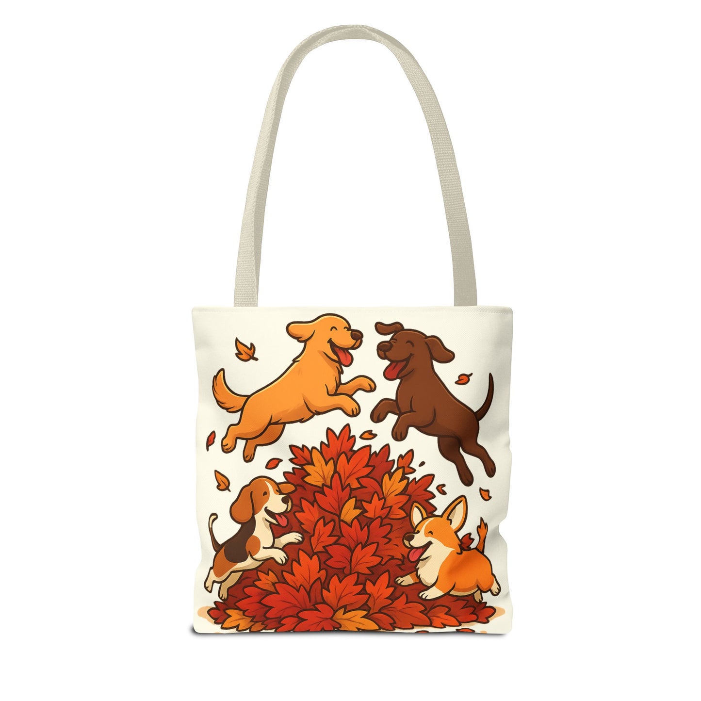 Dogs Playing in Leaves Tote Bag