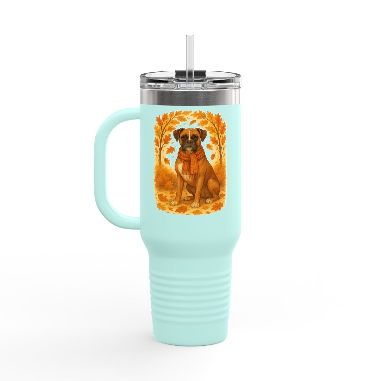 Boxer Autumn Themed Travel Mug