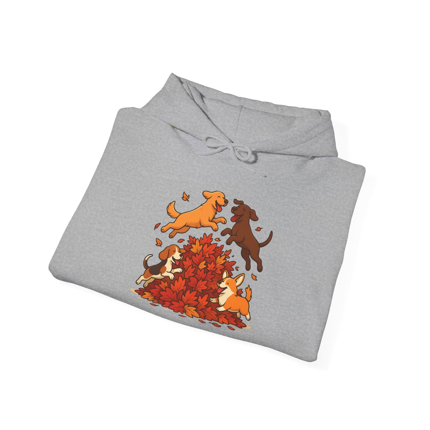 Leaf Pile Fun With Dogs Autumn Themed Hoodie