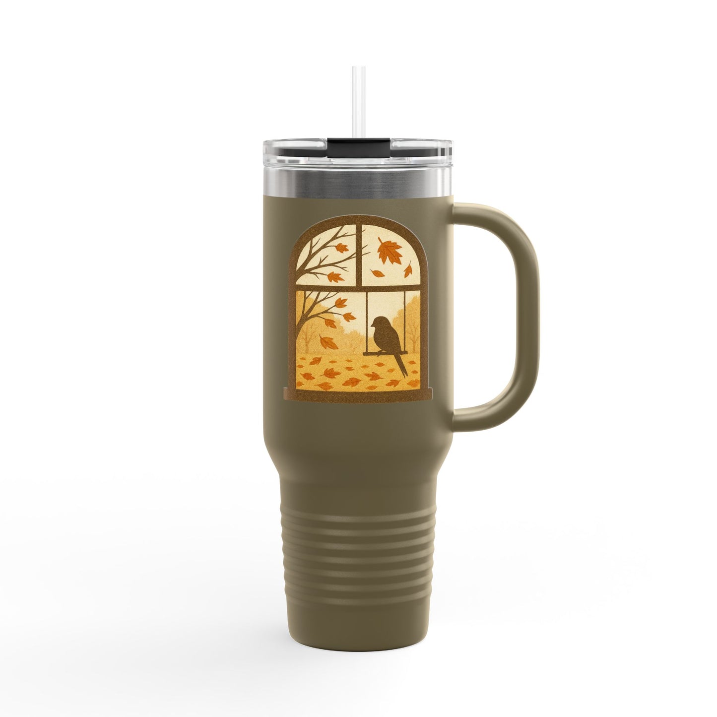 Bird In The Window Autumn Themed Travel Mug