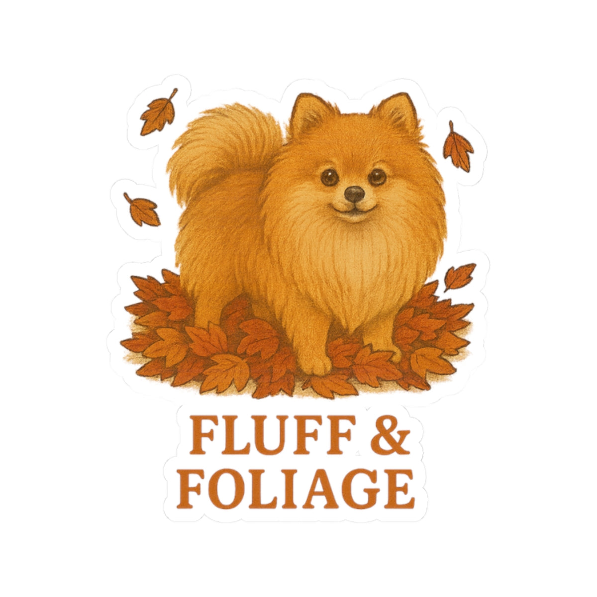 Fluff & Foliage Pomeranian Fall Sticker