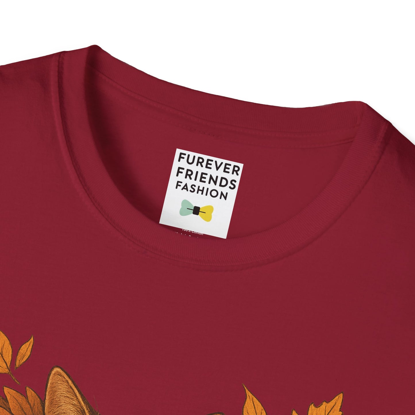 Cat Heart Unisex T-Shirt with Leaves Design