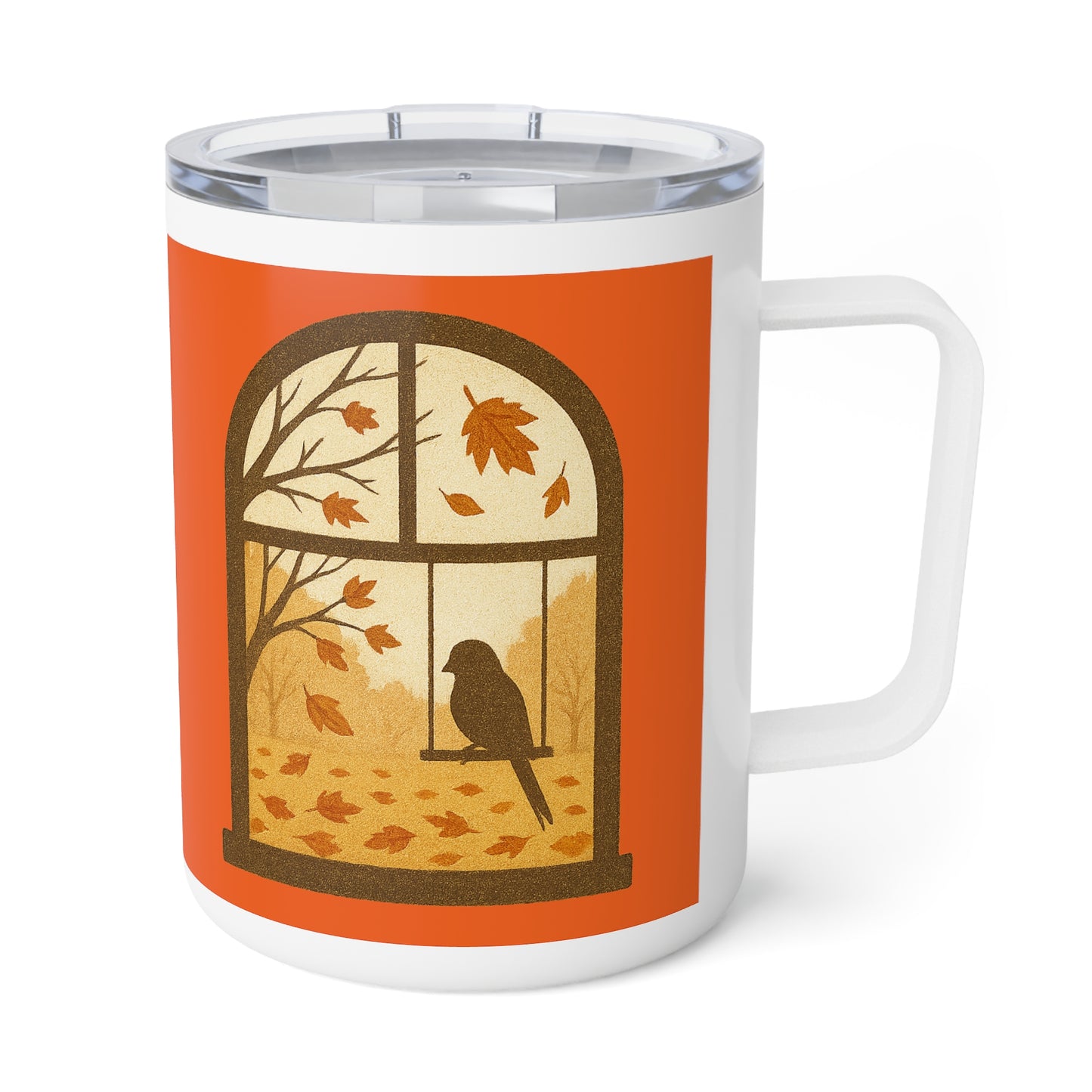Bird In The Window Autumn Themed Insulated Coffee Mug