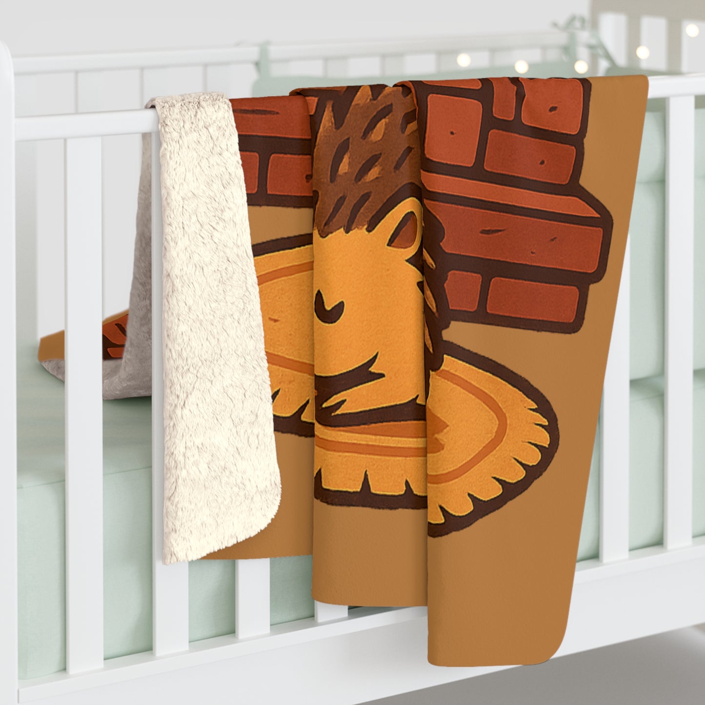 Fireside Spines Cozy Autumn Sherpa Fleece Blanket