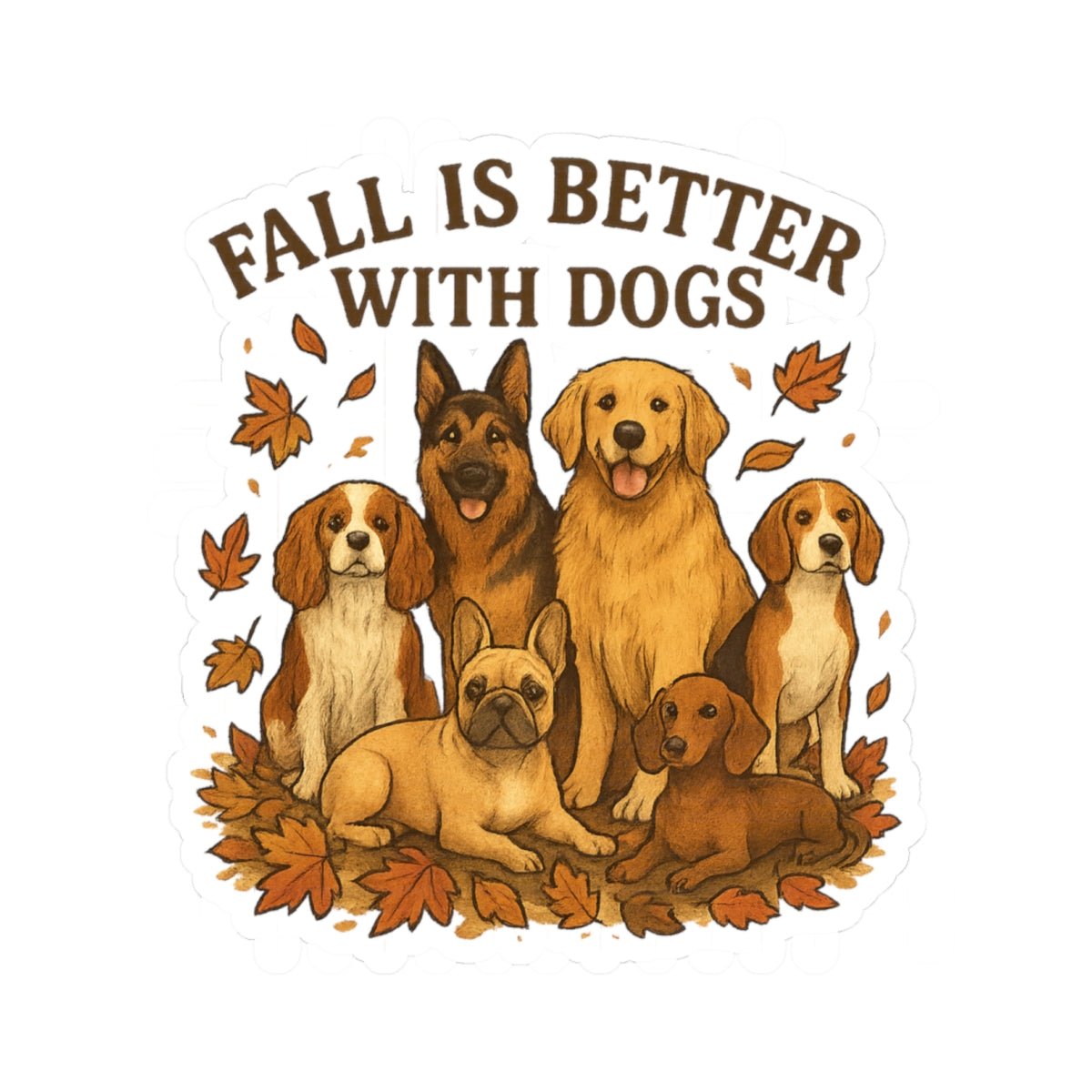 Fall is Better With Dogs Stickers | Perfect for Pet Lovers, Laptop Decor, Gift for Autumn, Fall Decor, Cute Dog Gifts