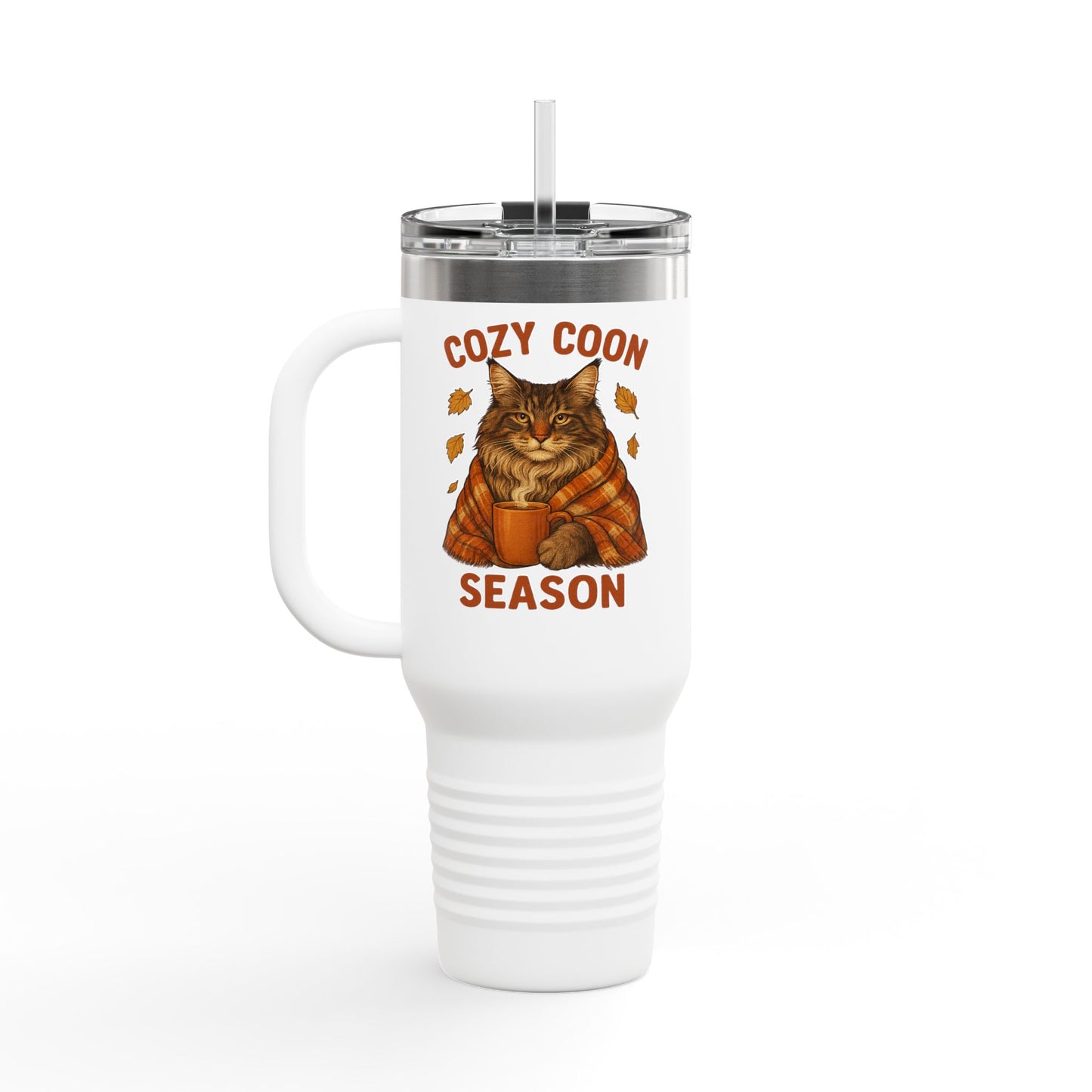 Cozy Coon Season Cat Travel Mug