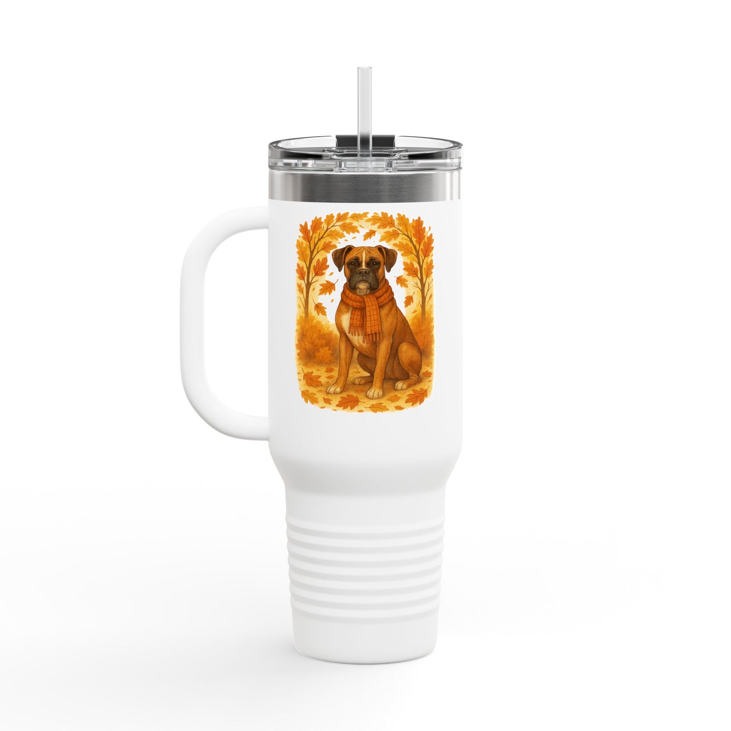 Boxer Autumn Themed Travel Mug