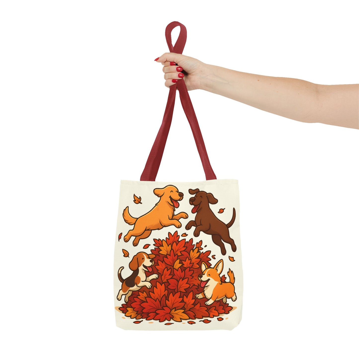 Dogs Playing in Leaves Tote Bag