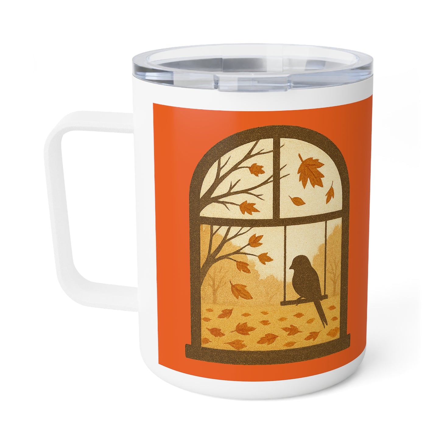 Bird In The Window Autumn Themed Insulated Coffee Mug