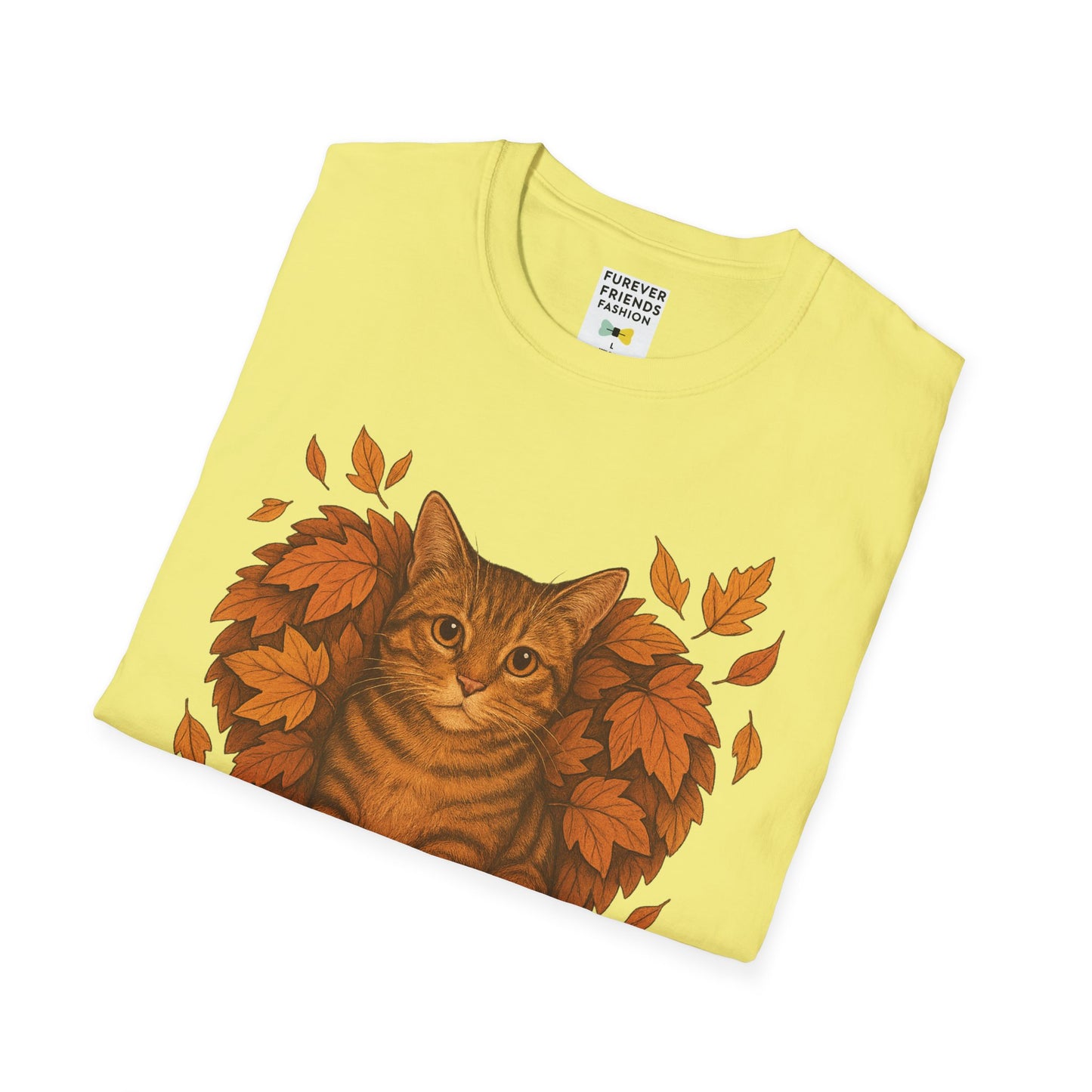 Cat Heart Unisex T-Shirt with Leaves Design