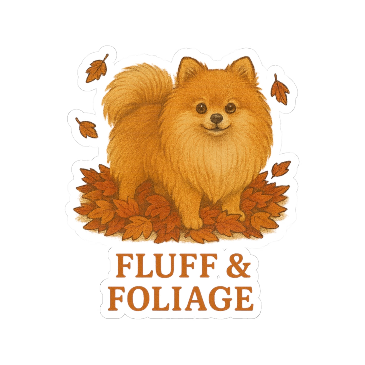 Fluff & Foliage Pomeranian Fall Sticker